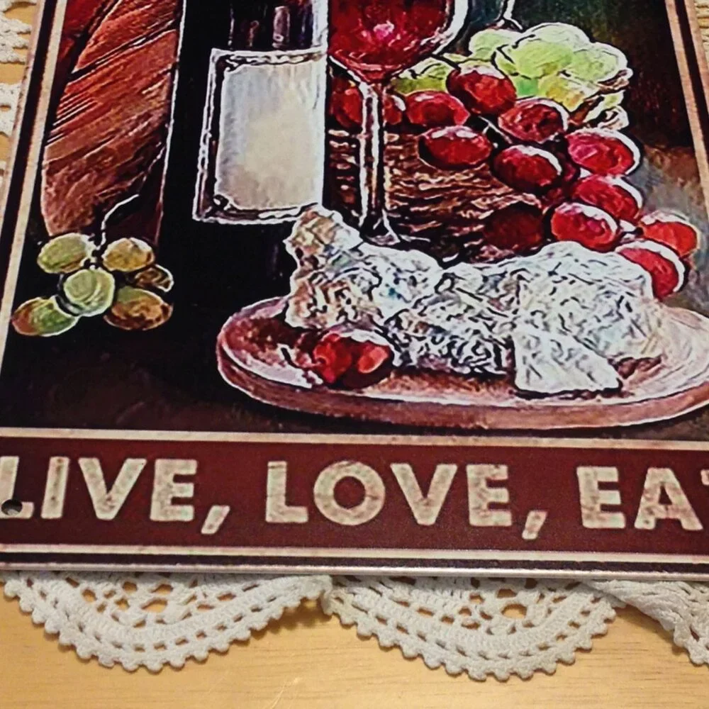 Distressed look Wine and food themed wall art